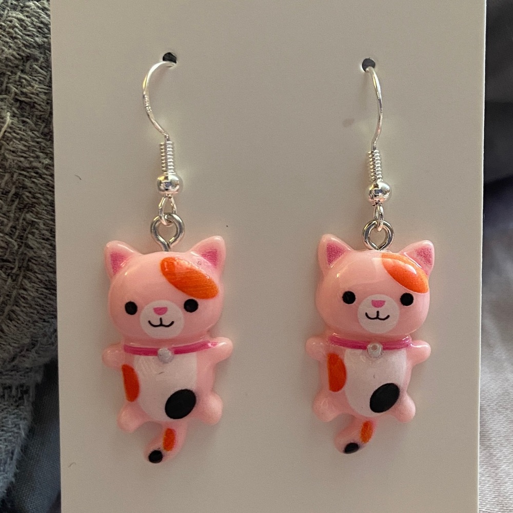 Pink Cat Earrings